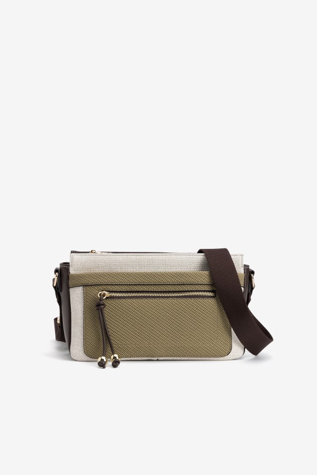 Cartera verde y beige moderna