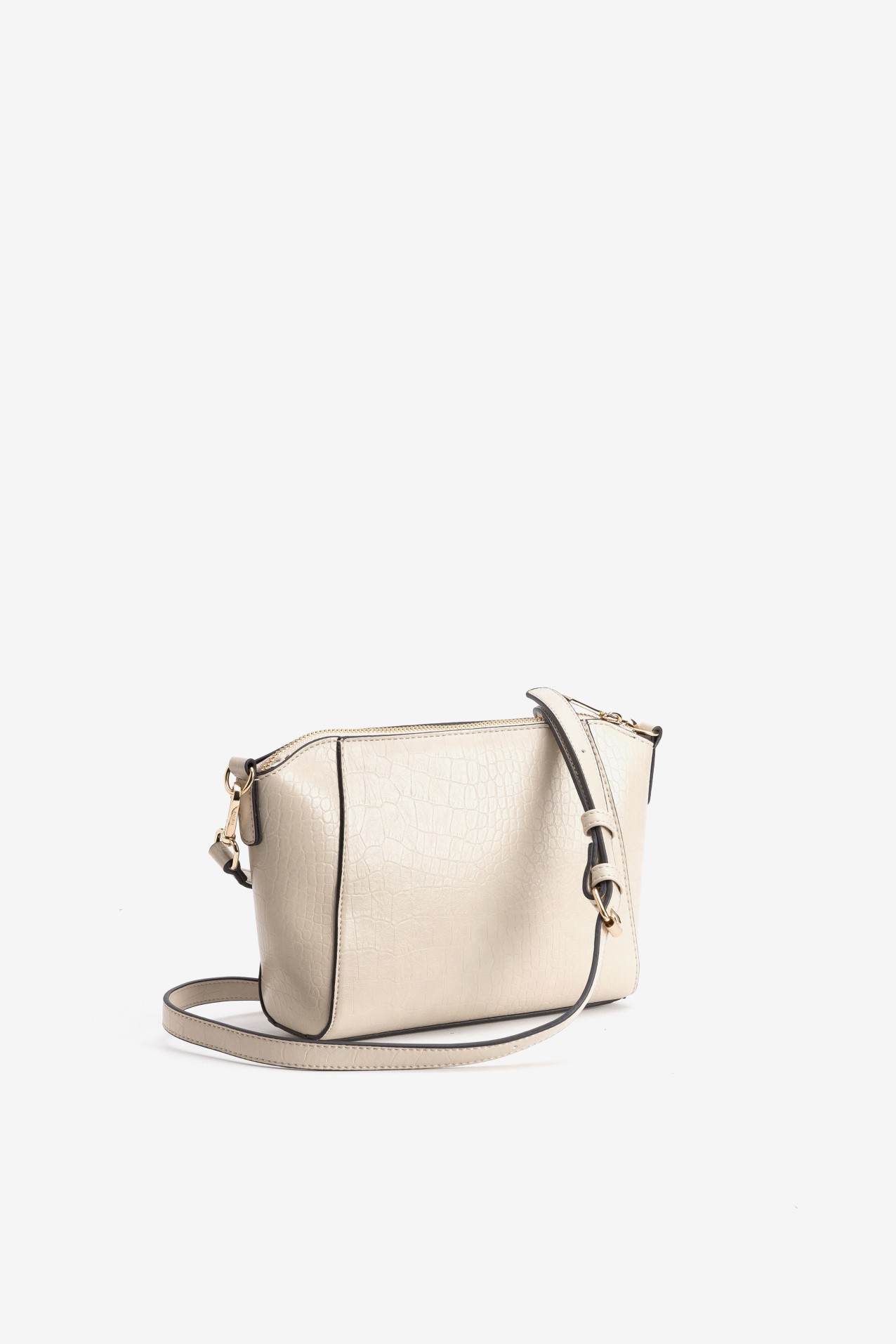 Beige Textured Crossbody Bag