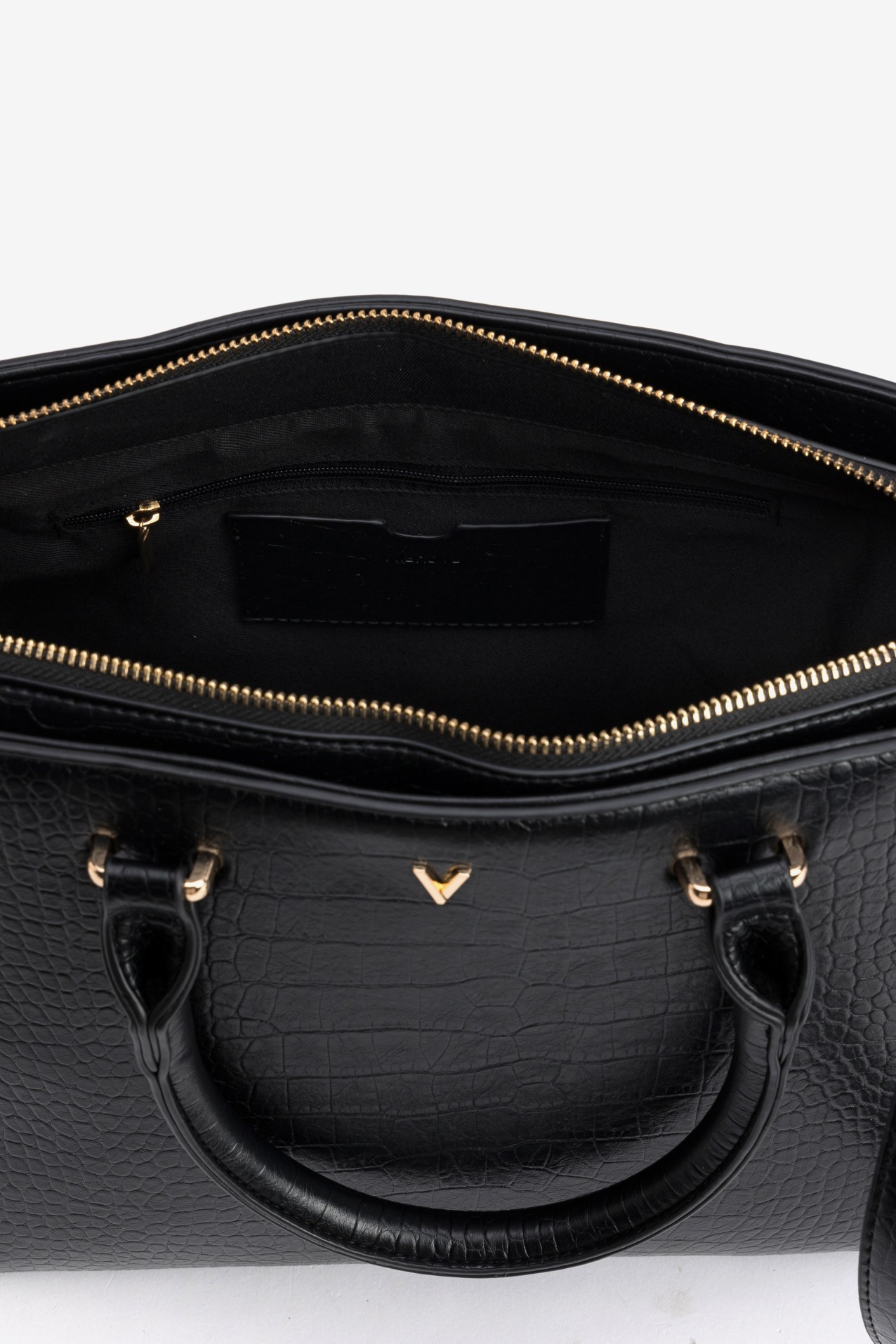 Black Croc Effect Handbag