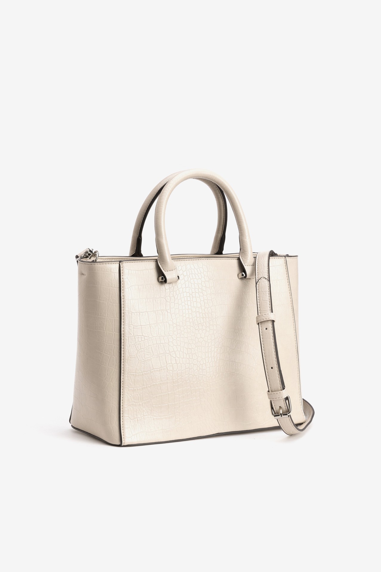 Bolso beige textura cocodrilo