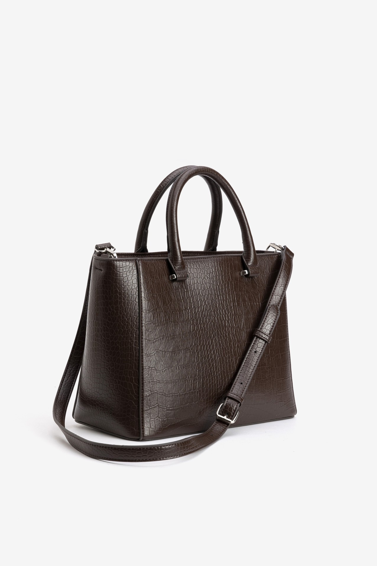 Brown Croc-Effect Handbag