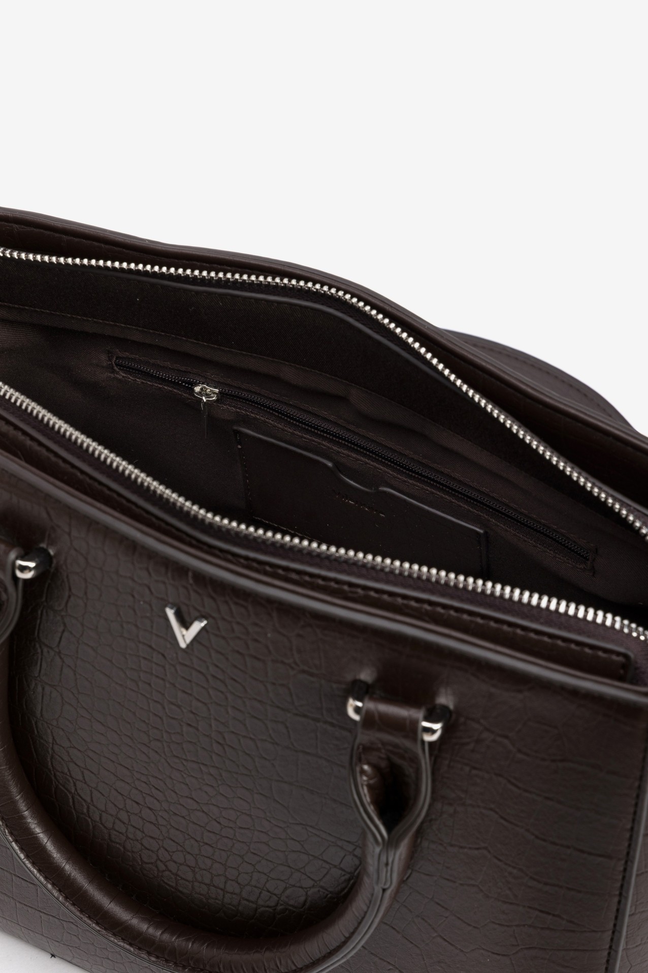 Brown Croc-Effect Handbag