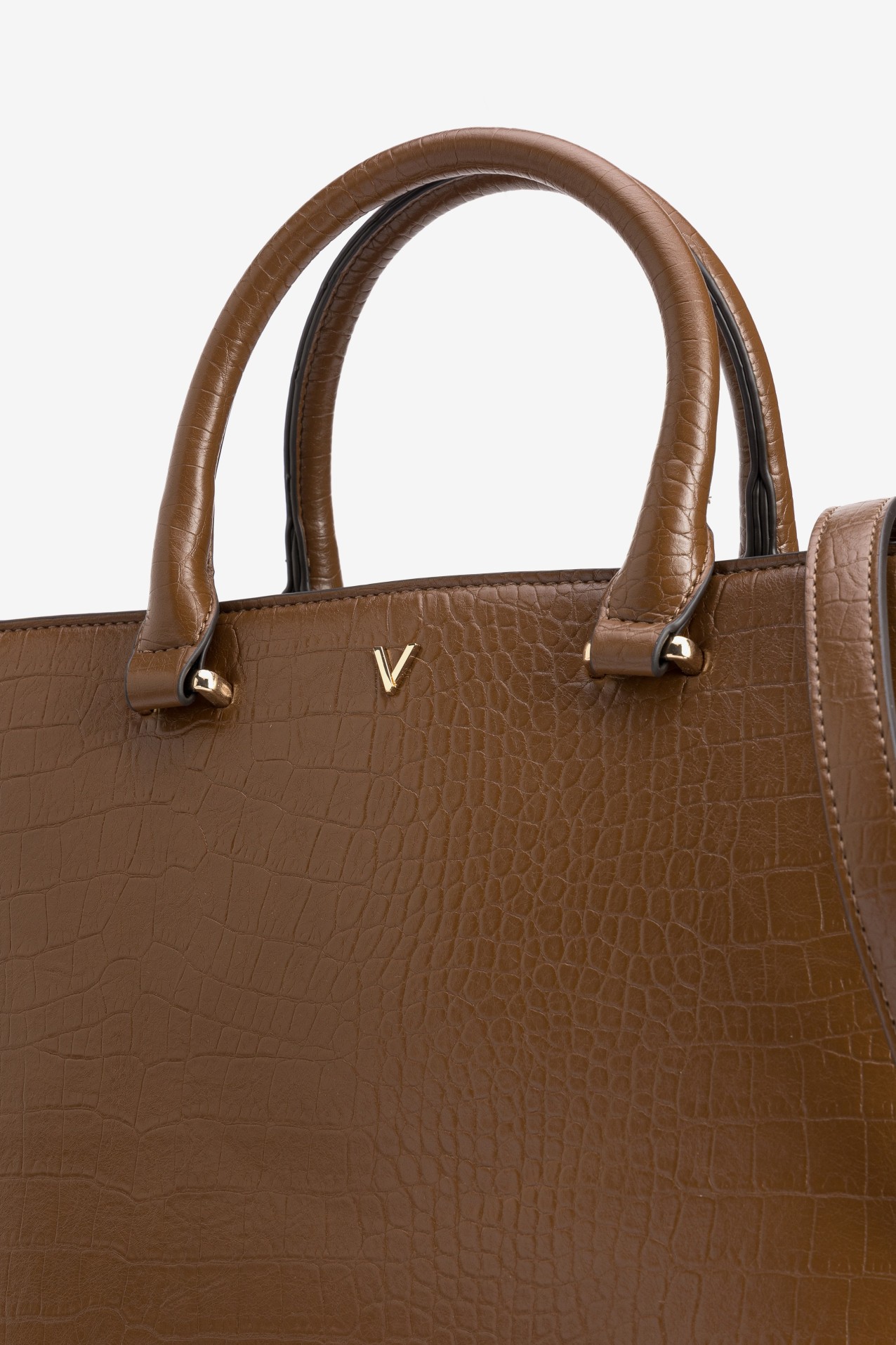 Brown Croc-Effect Handbag