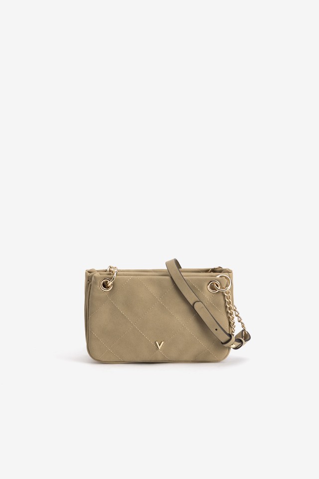 Beige Quilted Strap Wallet