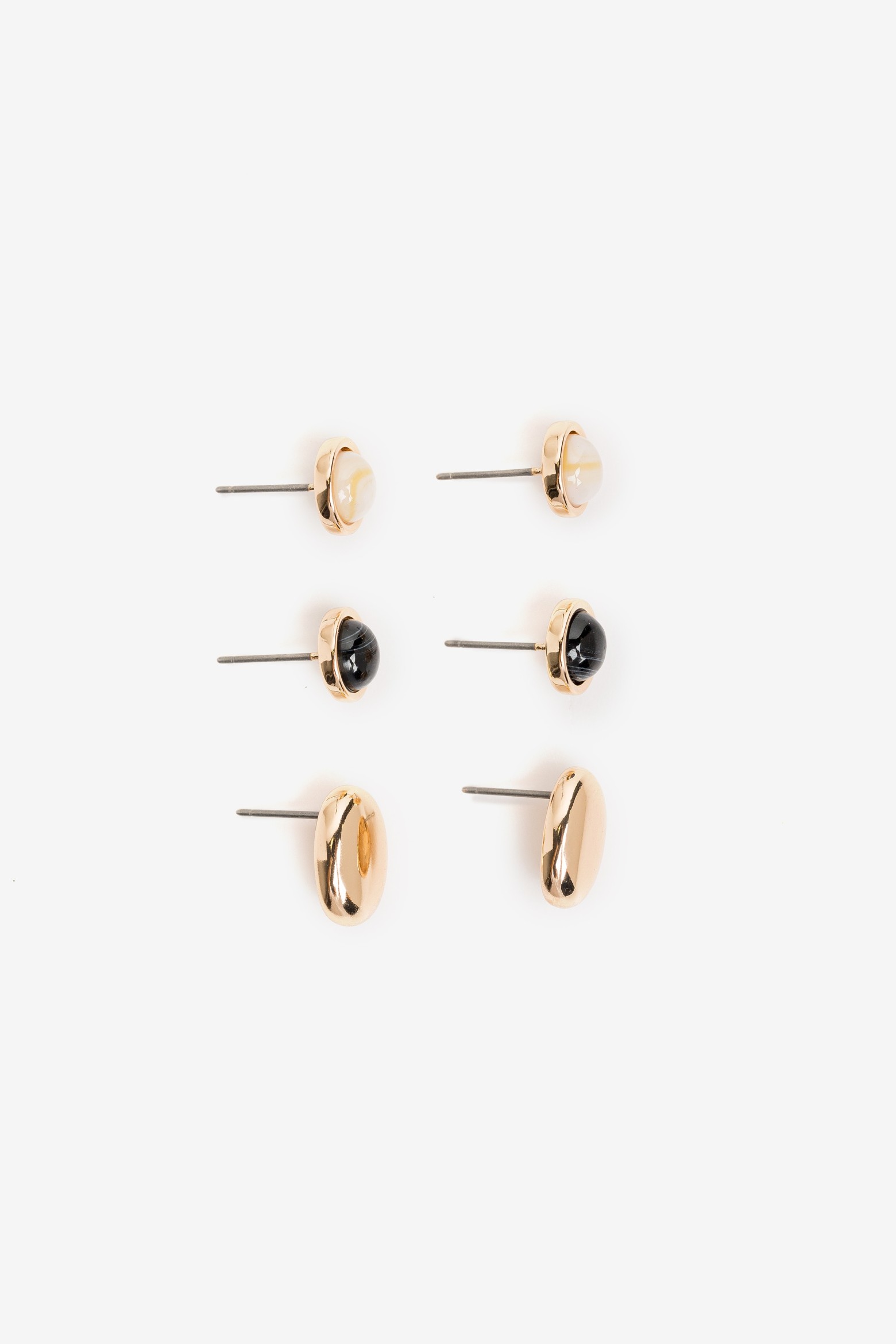 Gold Tone Stud Earrings Set