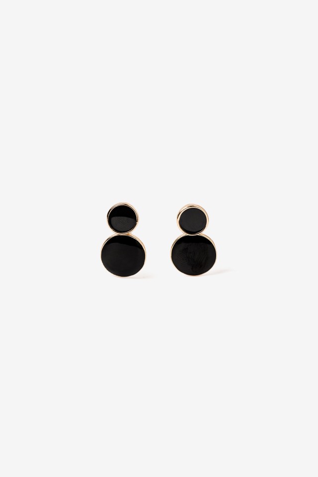 Minimalist Black Round Earrings