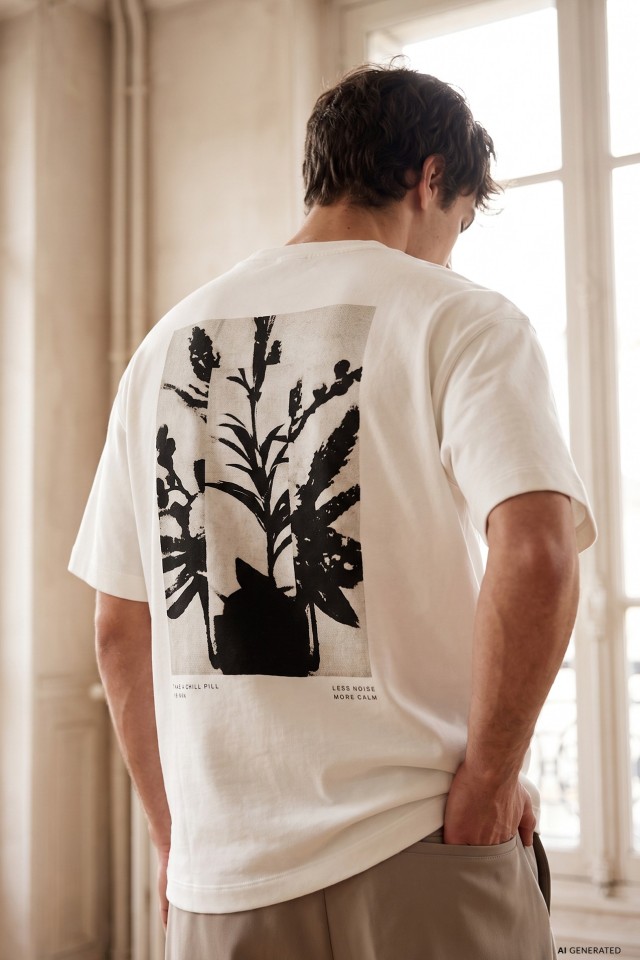 Beige Oversize Modern Print Tee Beige Oversize Modern Print Tee