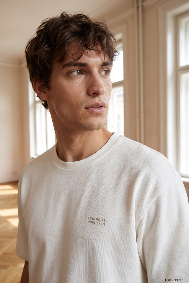 Beige Oversize Modern Print Tee Beige Oversize Modern Print Tee