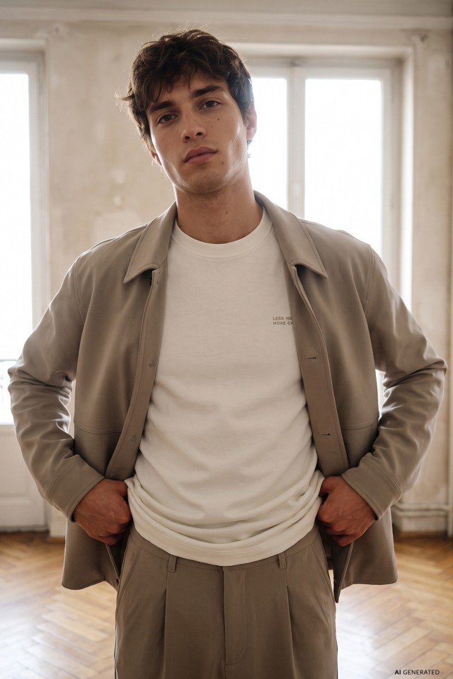 Beige Regular Fit Short Jacket