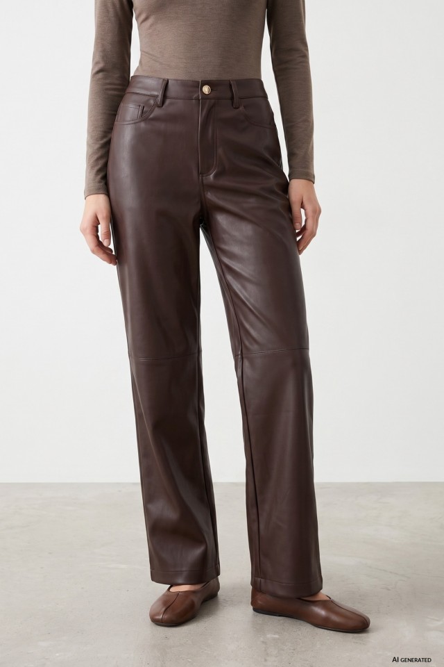Brown Straight Wide Trousers Brown Straight Wide Trousers