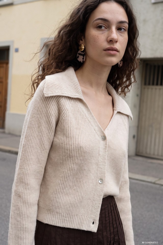 Beige Relaxed Knit Cardigan