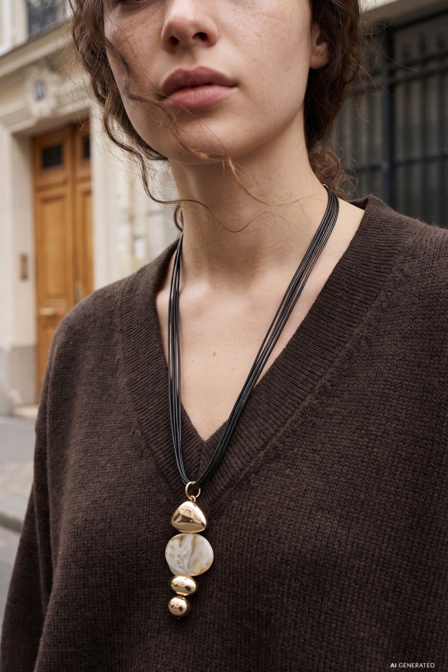Chunky Black Cord Necklace