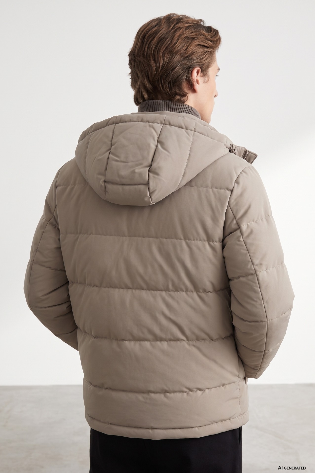 Beige Hooded Puffer Jacket