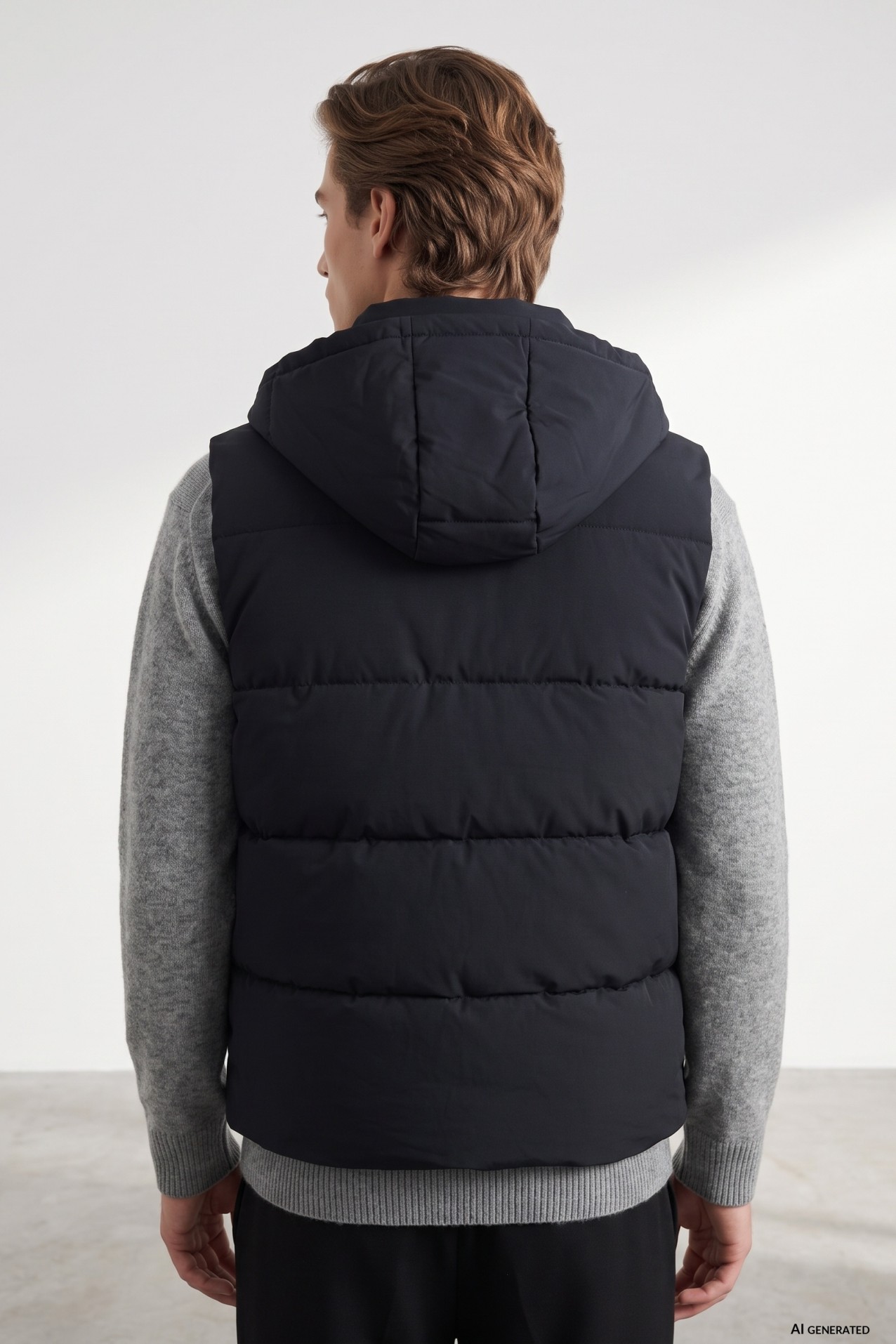 Navy Hooded Puffer Vest