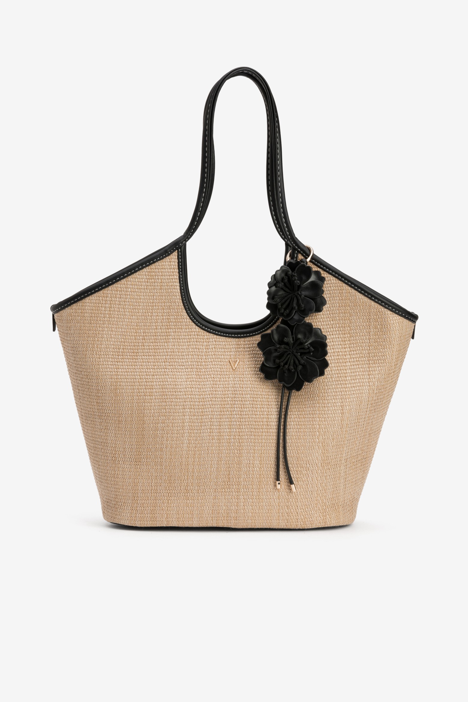 Bolso beige grande flores