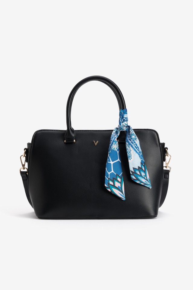 Bolso negro asa pa�uelo azul