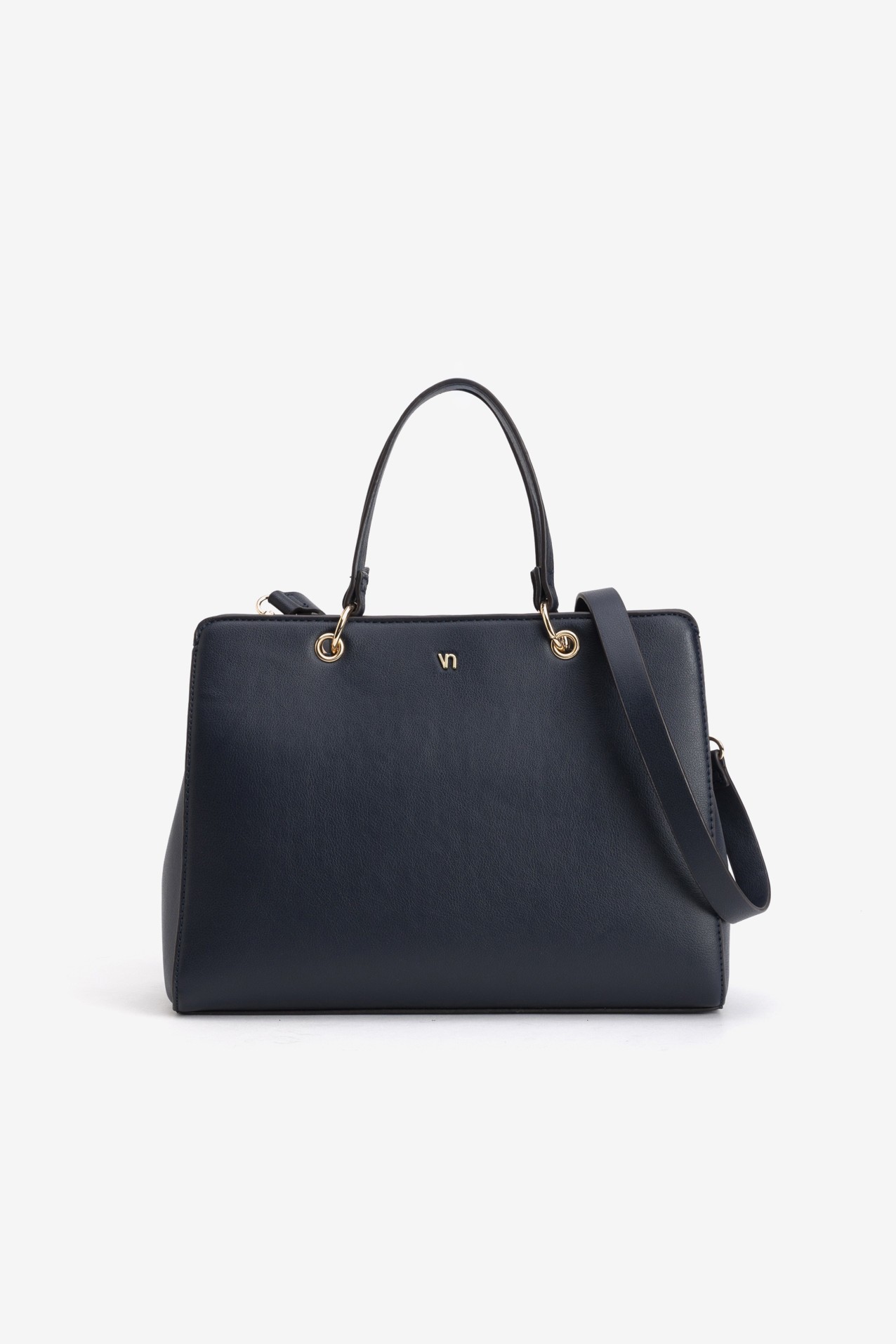 Blue Handbag With Gold Details
