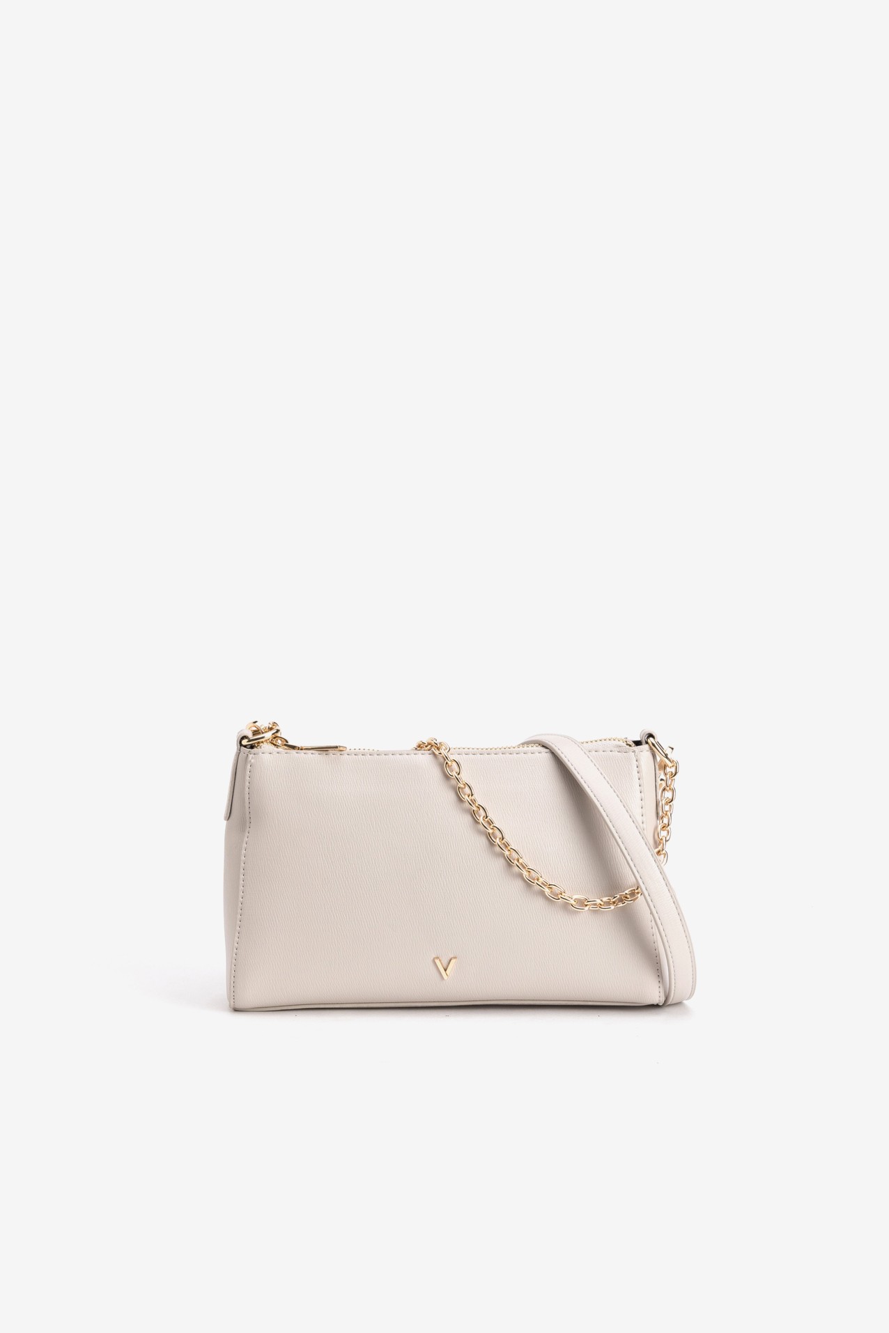 Cartera beige con cadena dorada