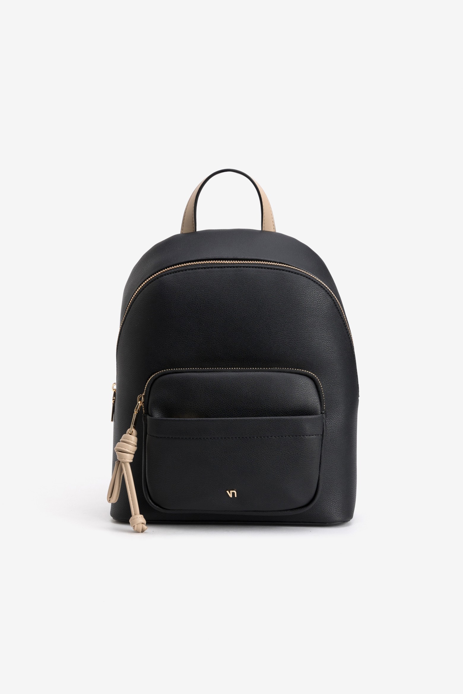 Mochila negra detalles beige