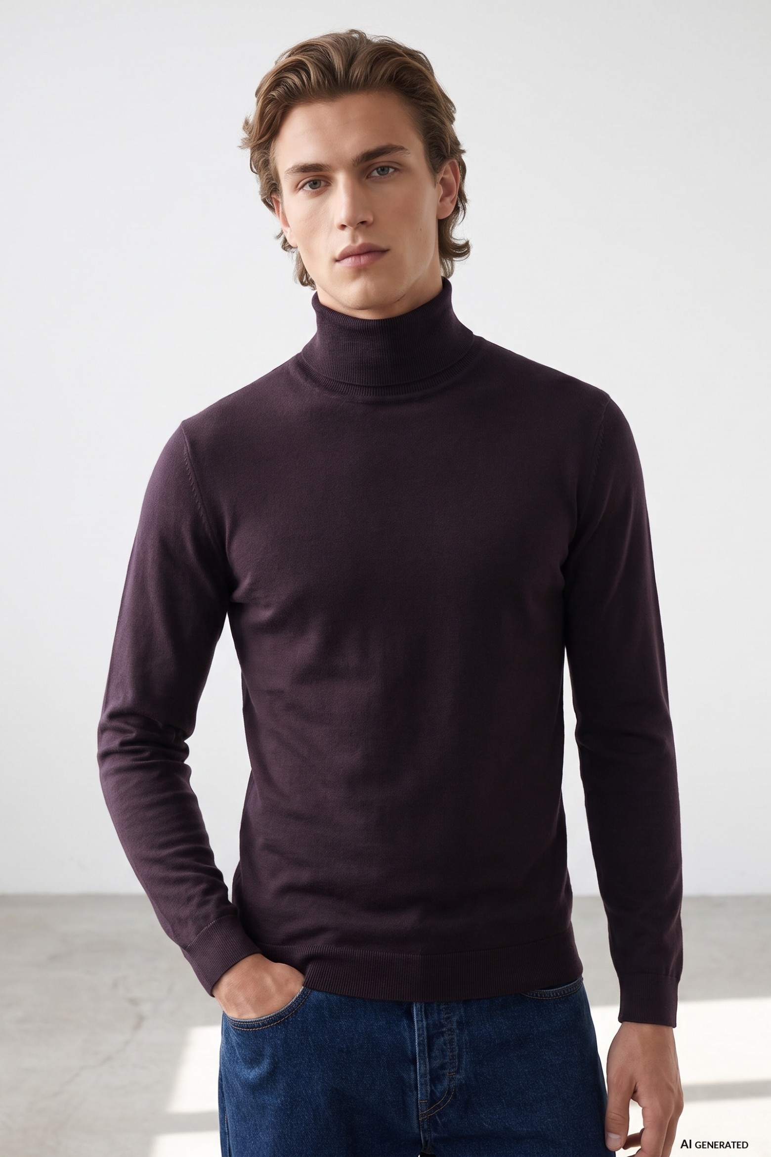 Dark Burgundy Turtleneck Sweater