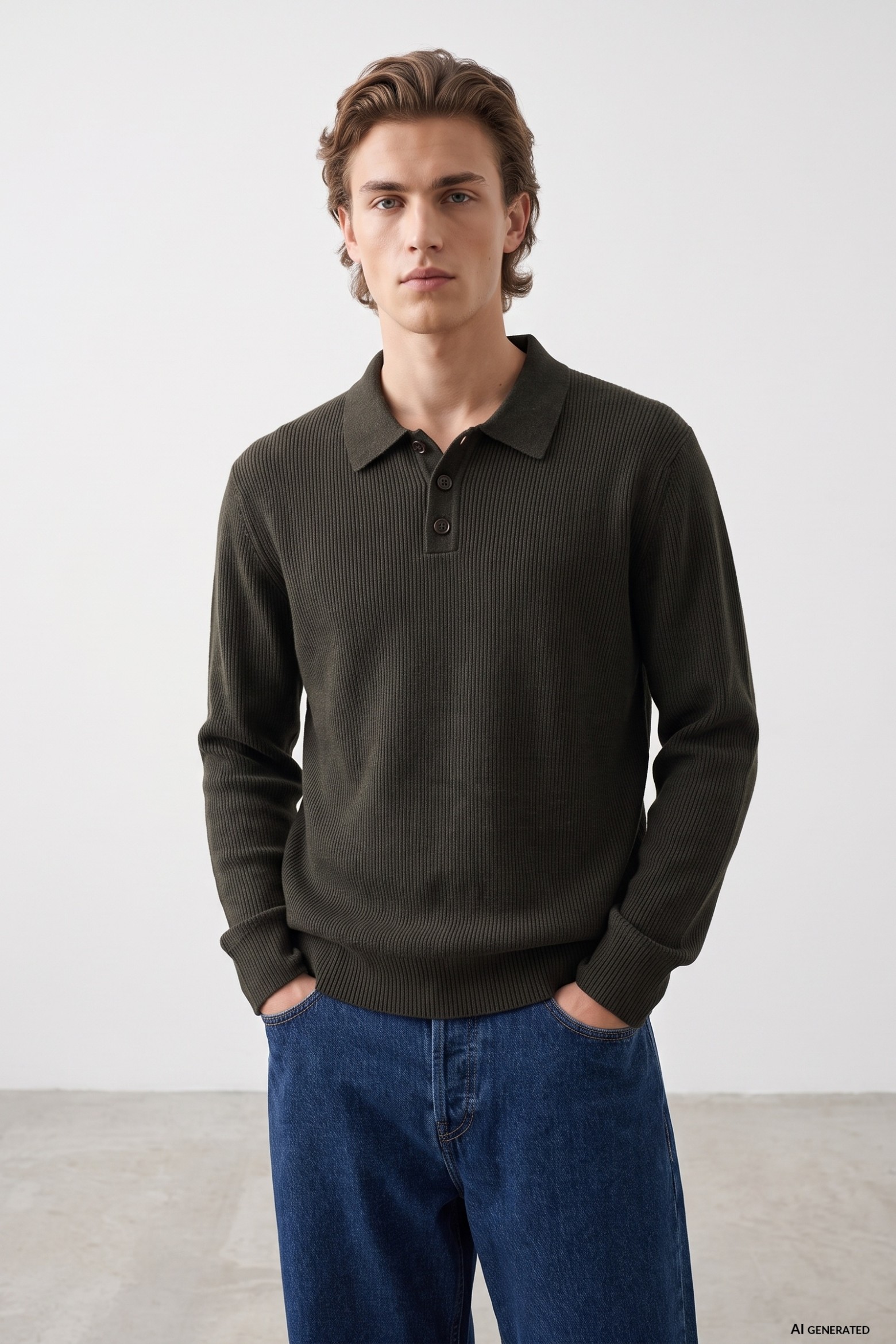 Jersey de punto verde oscuro