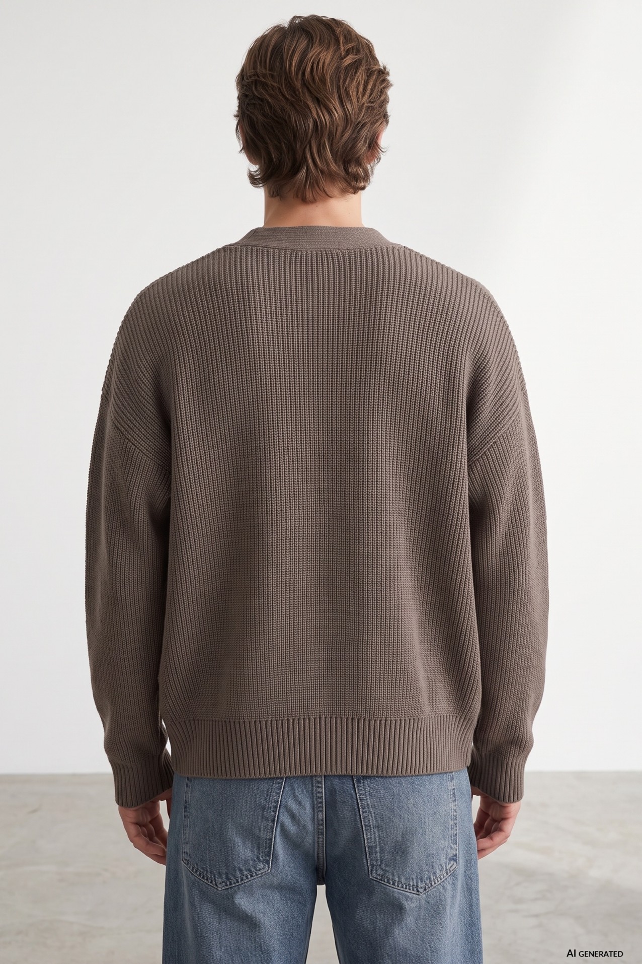 Brown Oversized Knit Cardigan