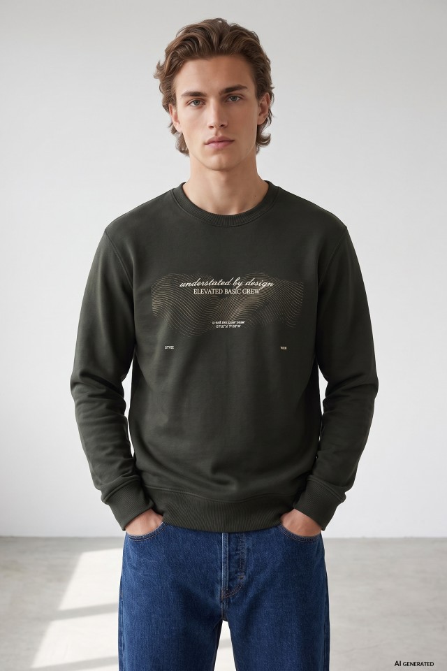 Dark Green Graphic Sweatshirt