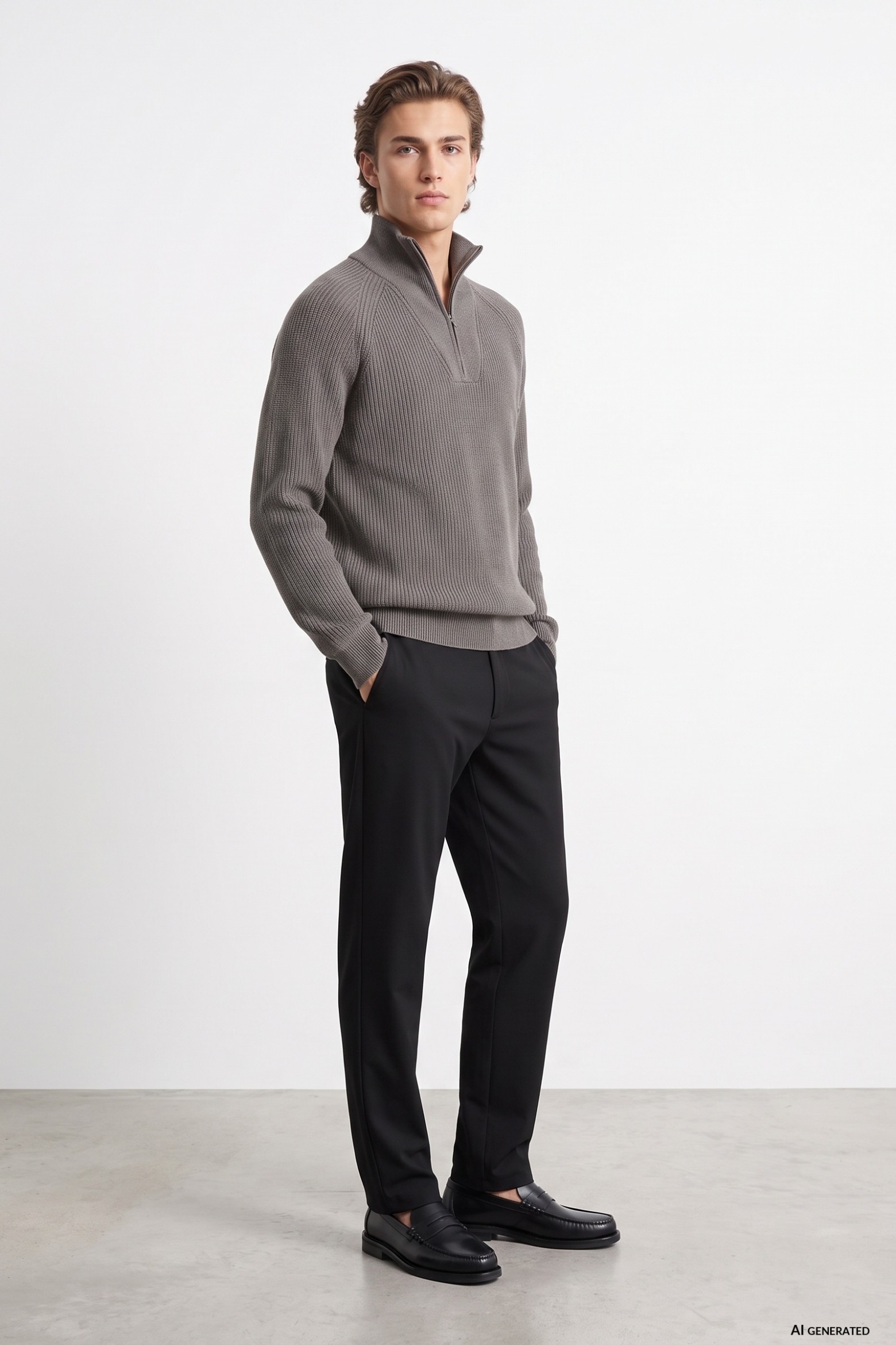 Black Straight-Leg Chino Trousers