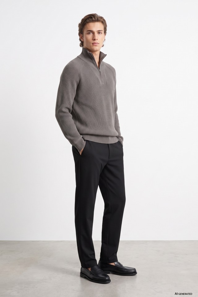 Black Straight-Leg Chino Trousers