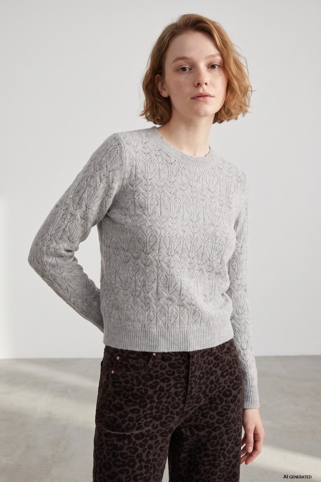Grey Textured Knit Sweater