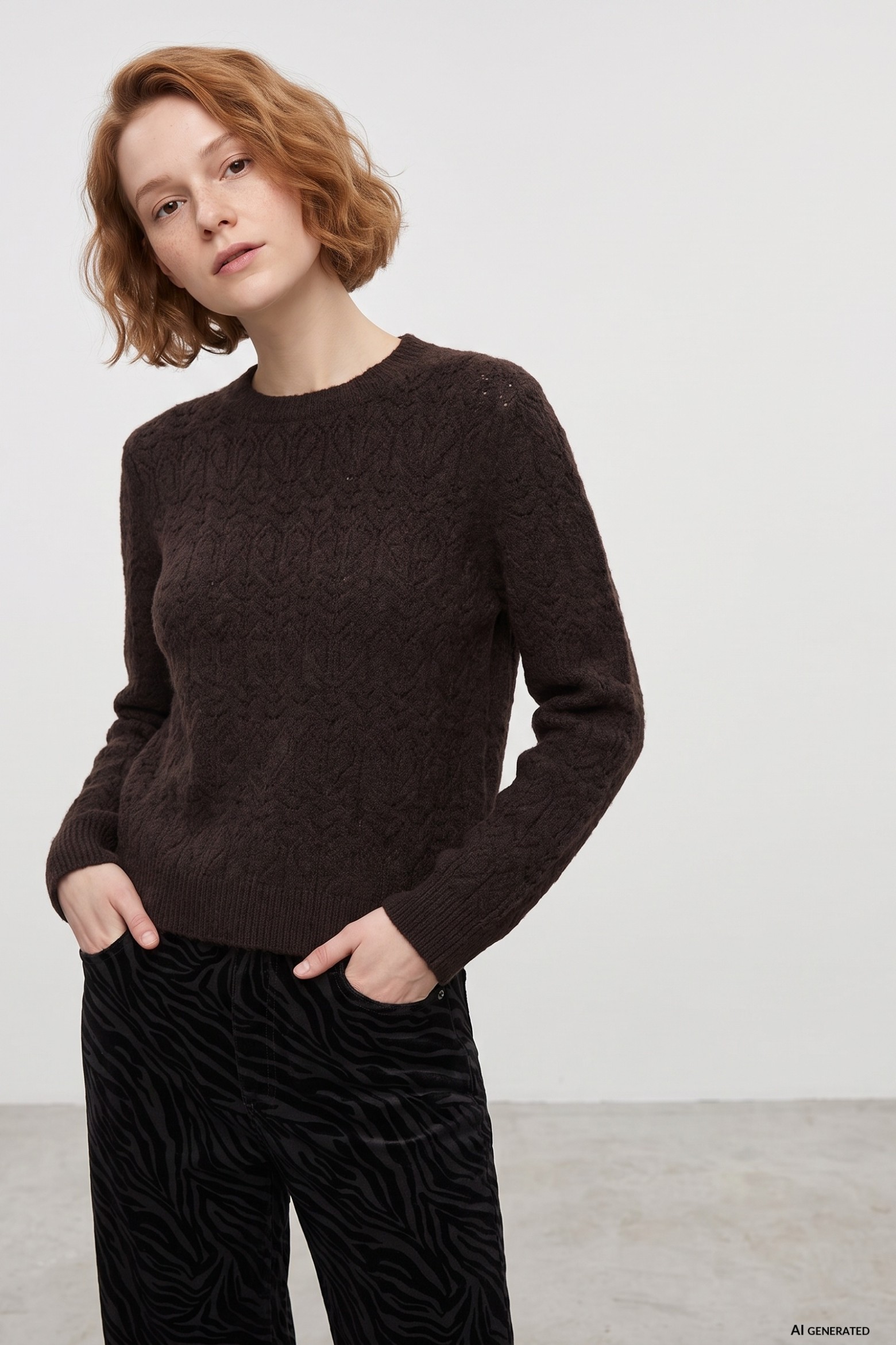 Dark Brown Textured Sweater