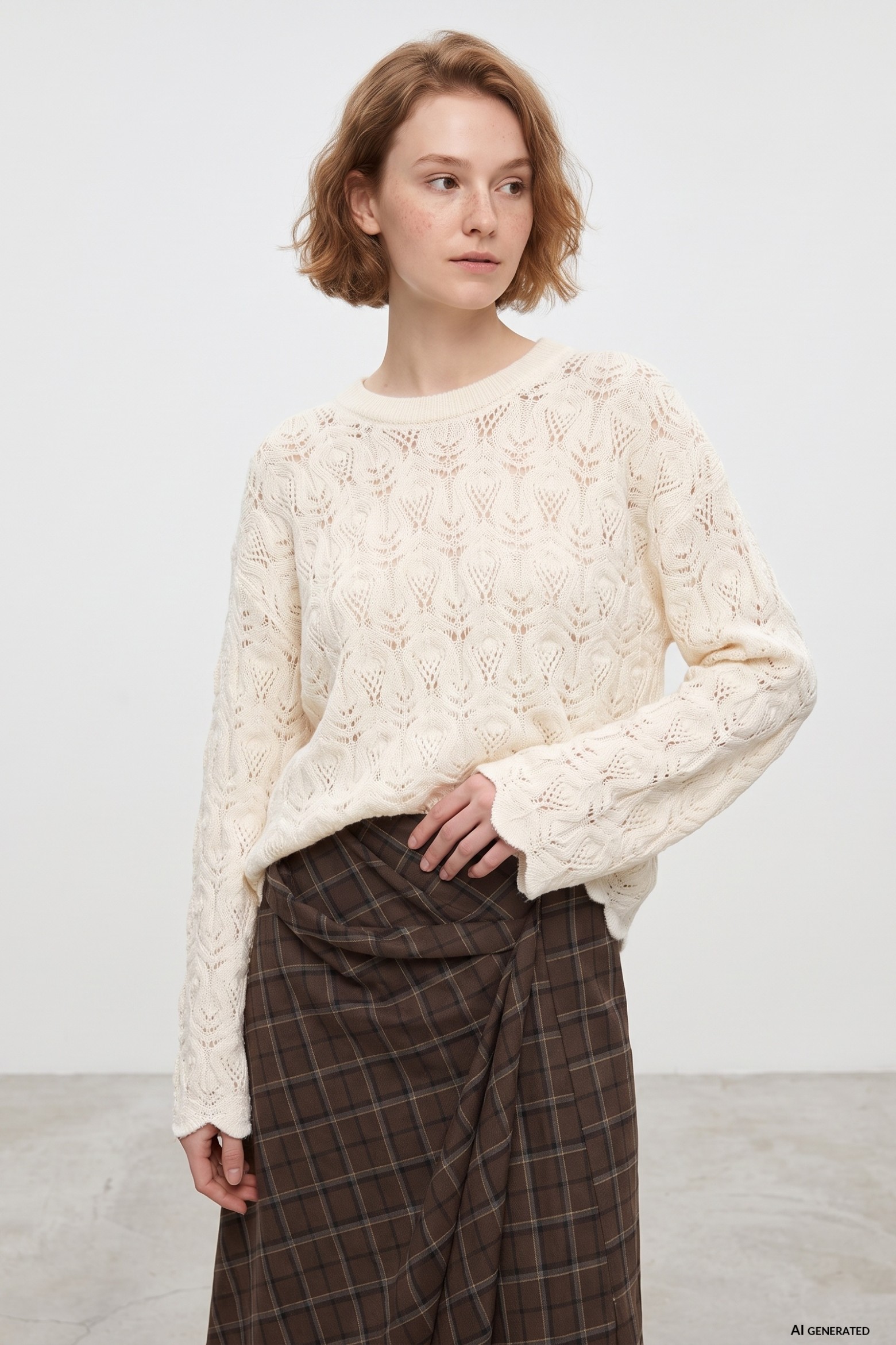 Ivory Open-Knit Sweater