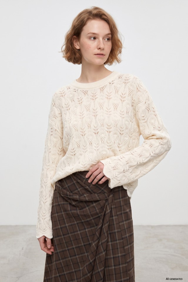 Ivory Open-Knit Sweater