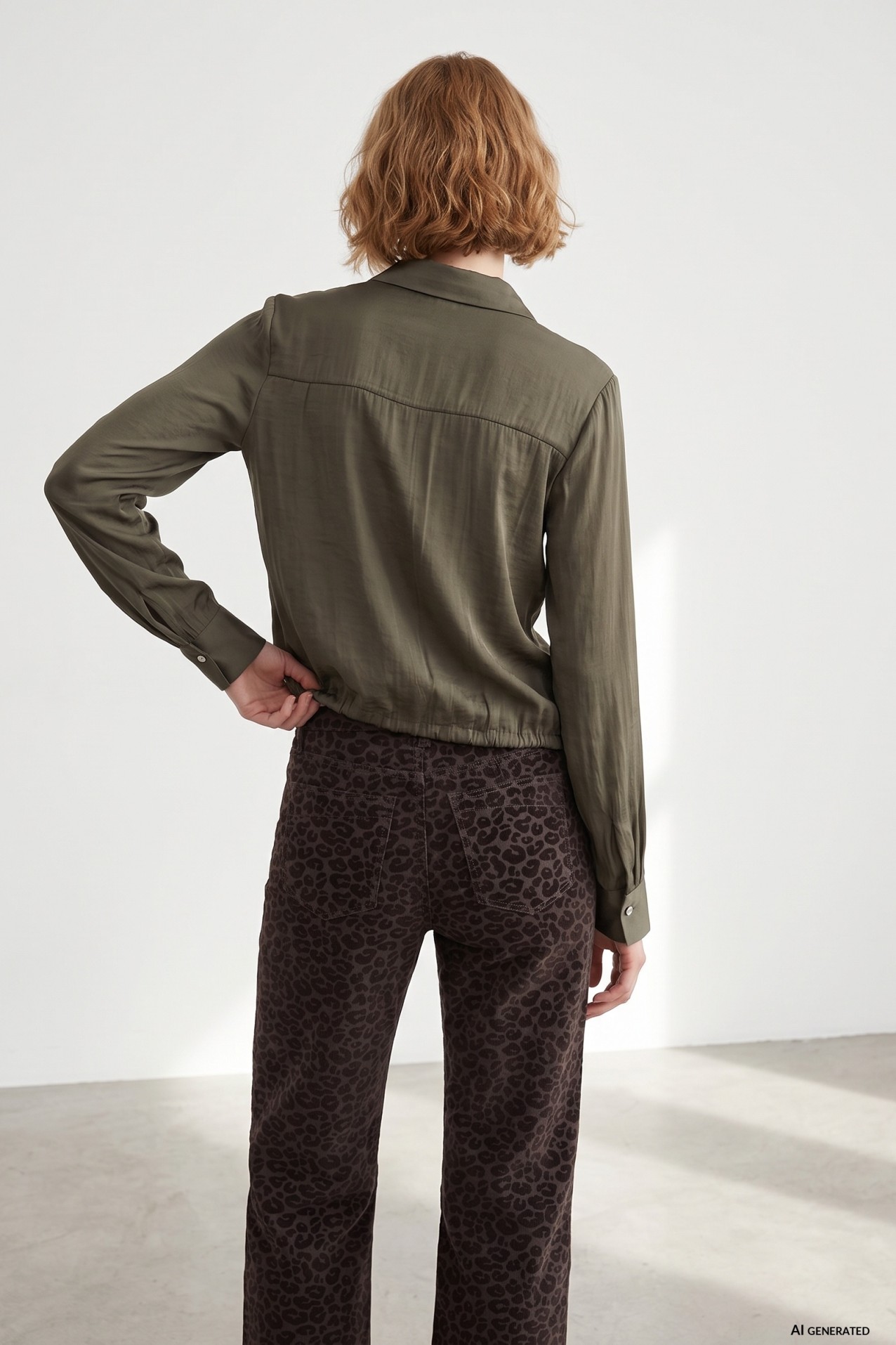 Olive Drawstring Hem Shirt