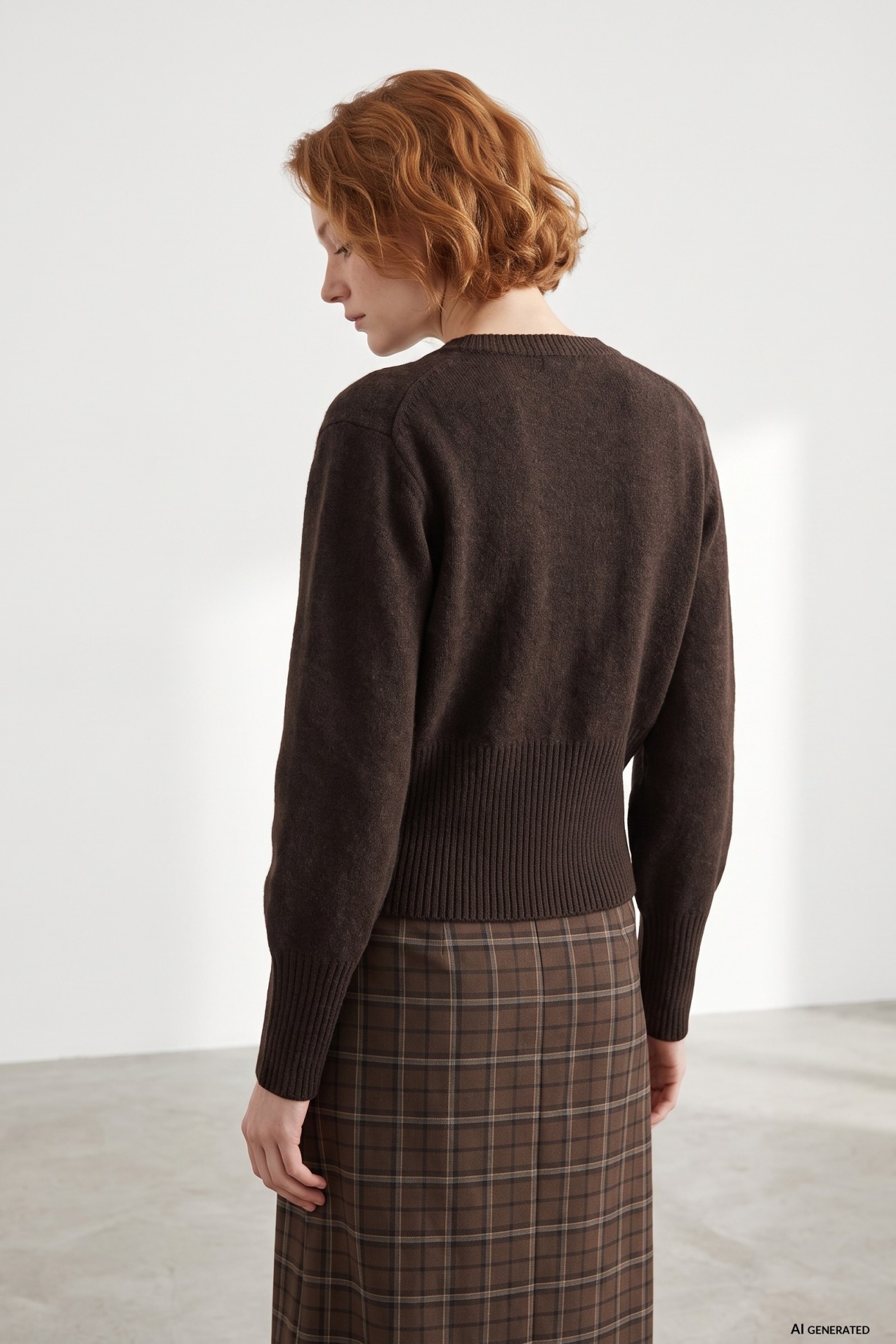 Brown V-Neck Knit Cardigan