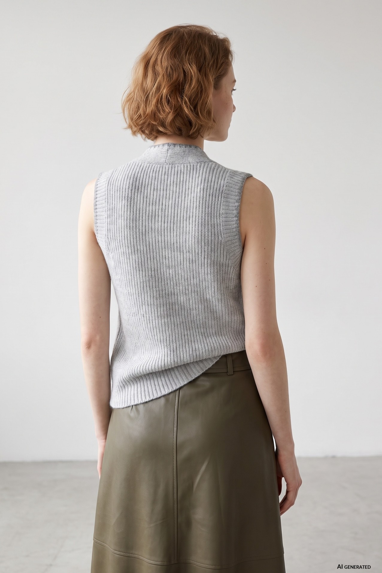Grey Knitted Button-Up Vest