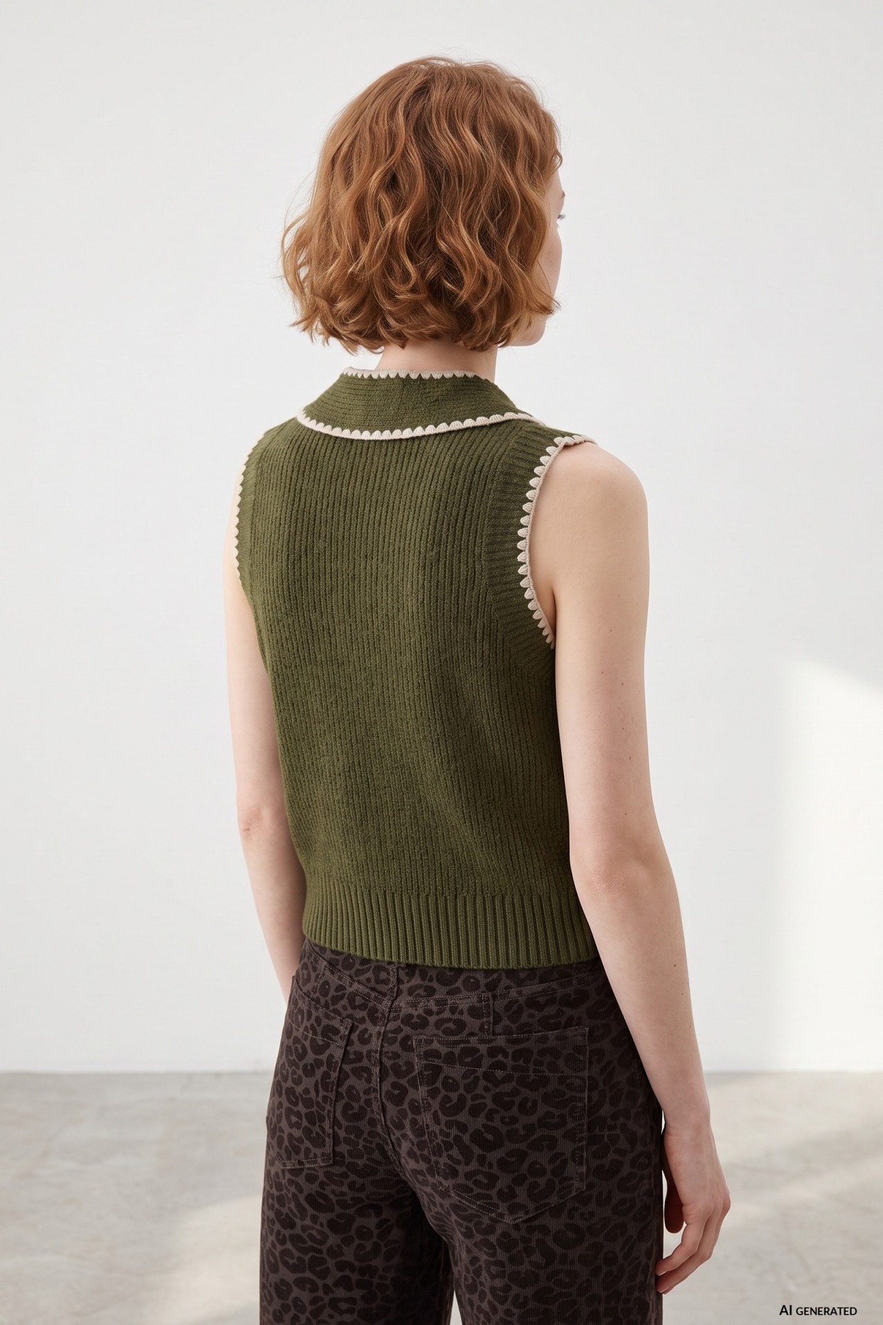 Olive Green Knitted Vest