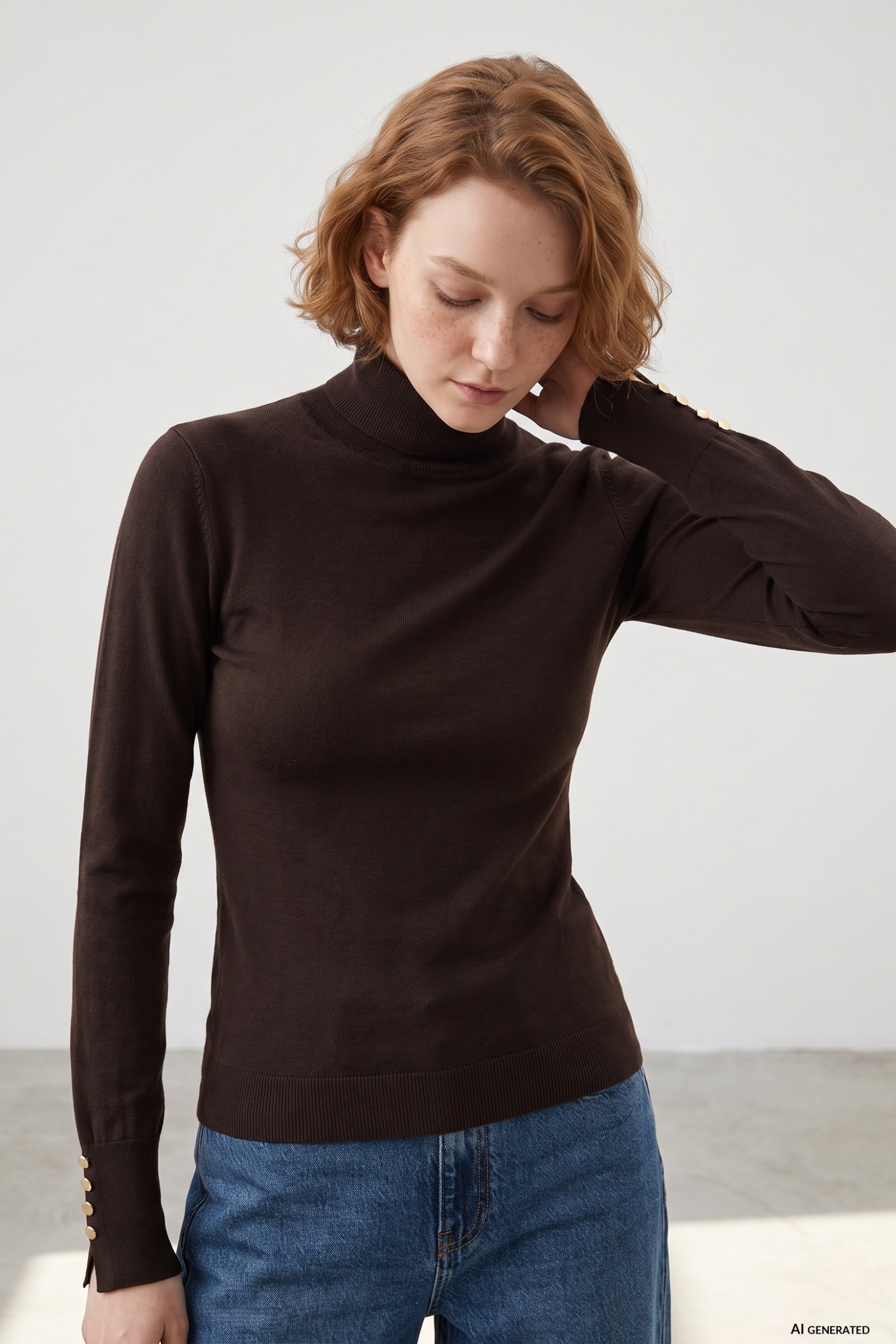 Dark Brown Slim Knit Sweater