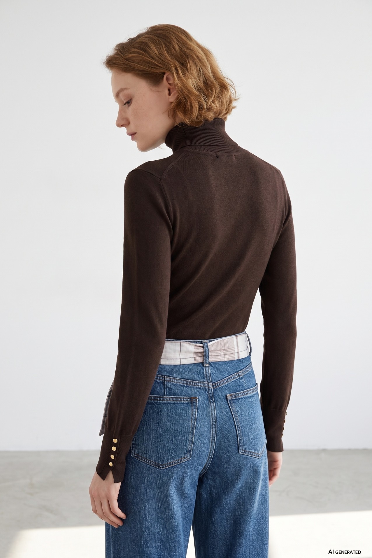 Dark Brown Slim Knit Sweater
