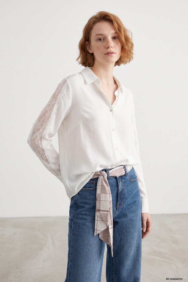 Regular Lace-Sleeve Shirt