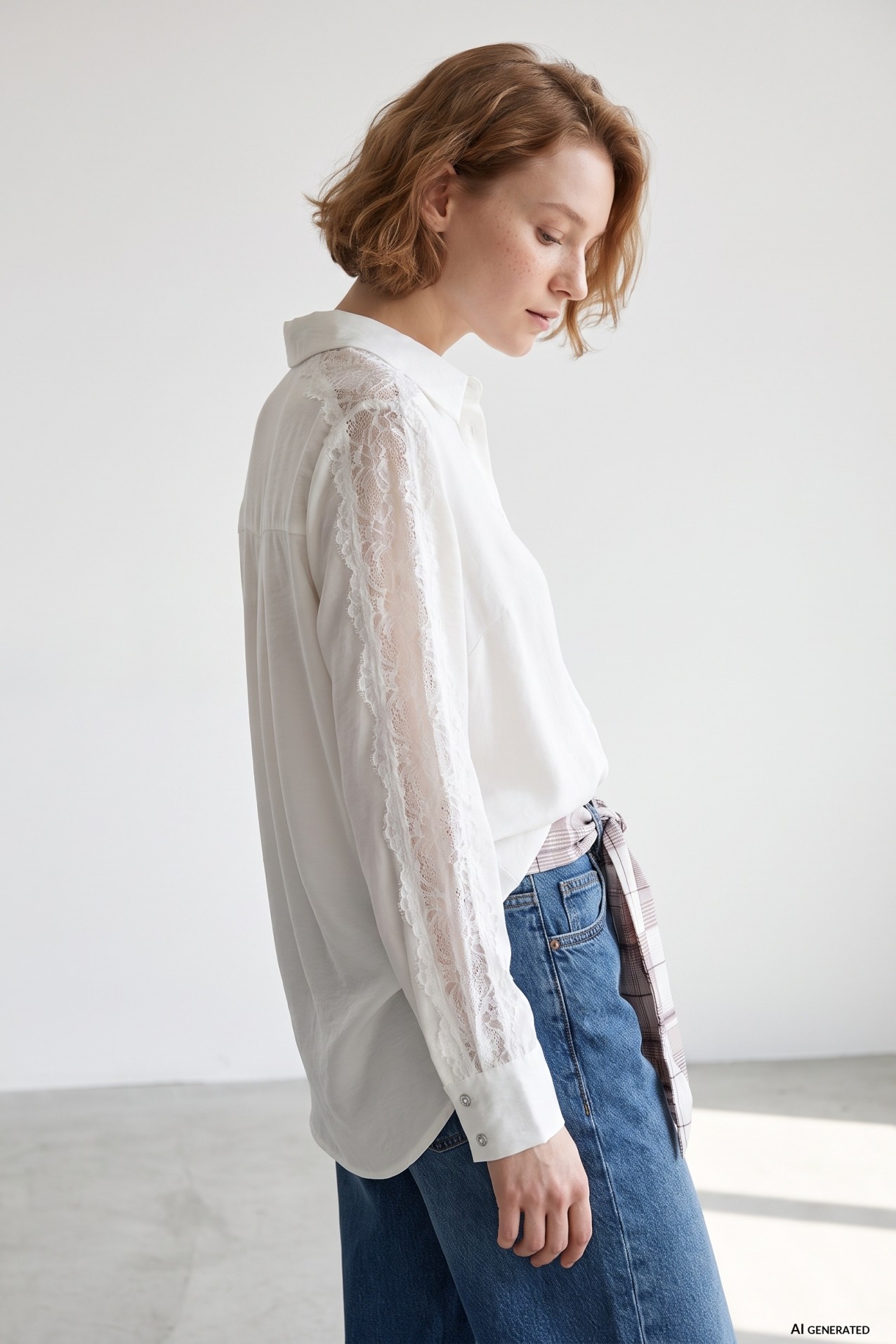 Regular Lace-Sleeve Shirt