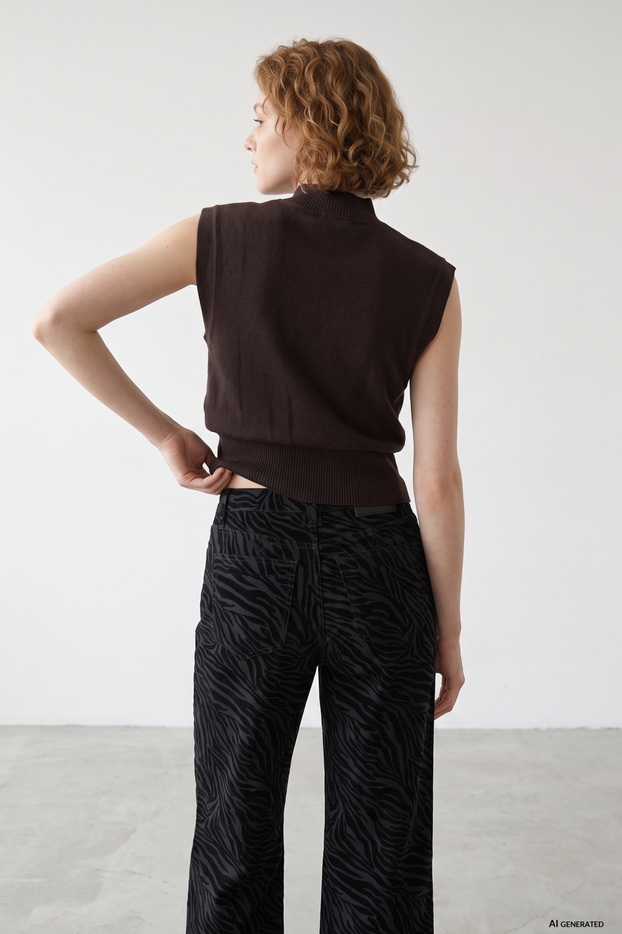 Brown Knitted Sleeveless Vest