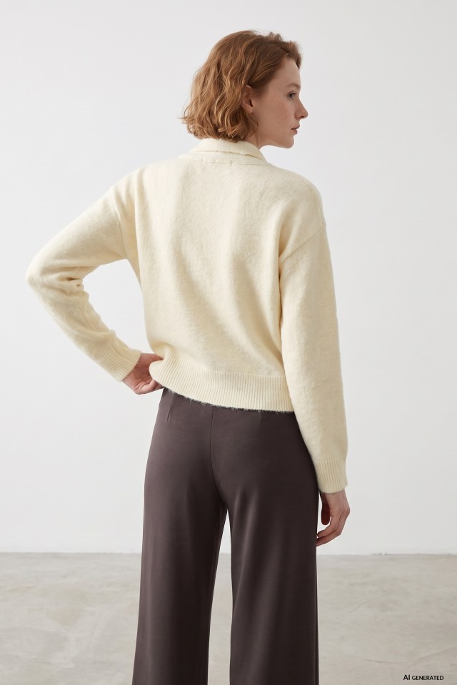 Pale Yellow Knitted Sweater Pale Yellow Knitted Sweater