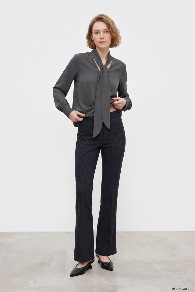High-Waisted Pinstripe Flare Trousers High-Waisted Pinstripe Flare Trousers