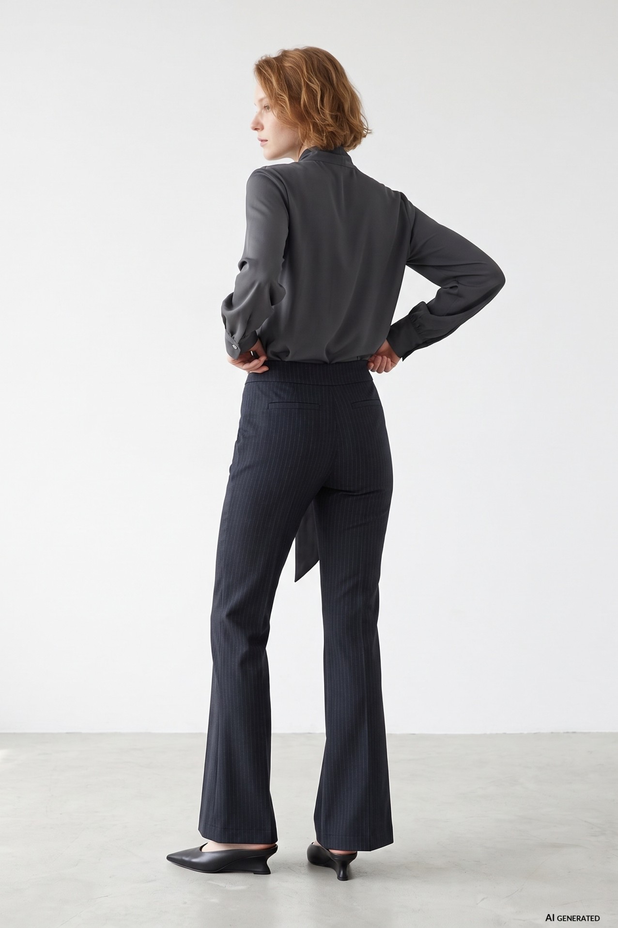 High-Waisted Pinstripe Flare Trousers