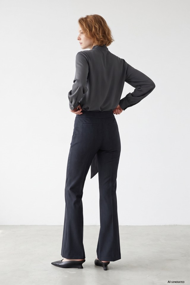High-Waisted Pinstripe Flare Trousers High-Waisted Pinstripe Flare Trousers