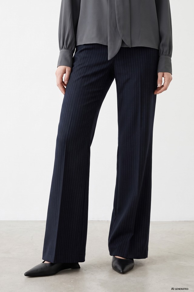 High-Waisted Pinstripe Flare Trousers High-Waisted Pinstripe Flare Trousers