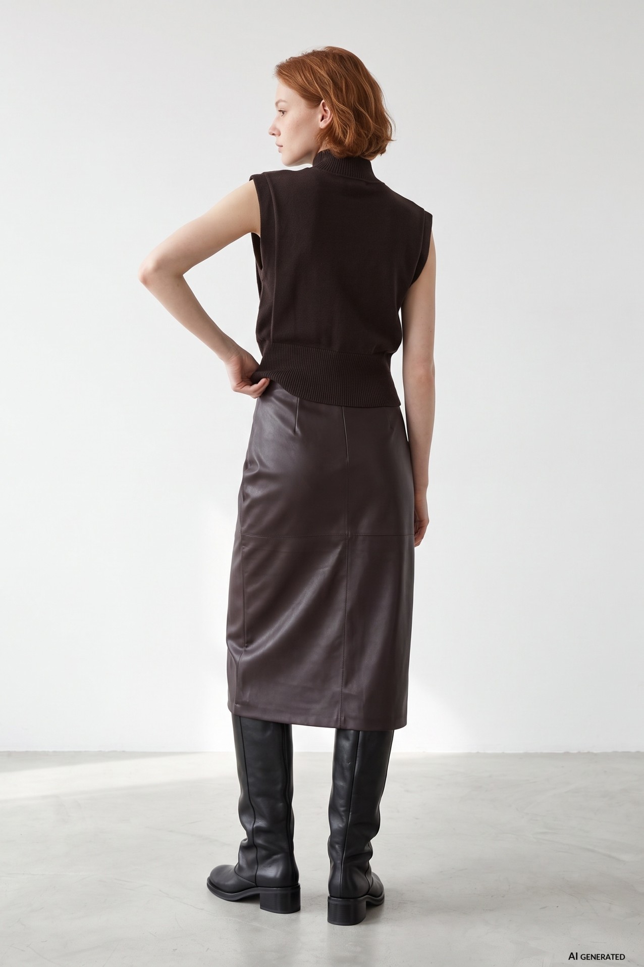 Brown Wrap Midi Skirt