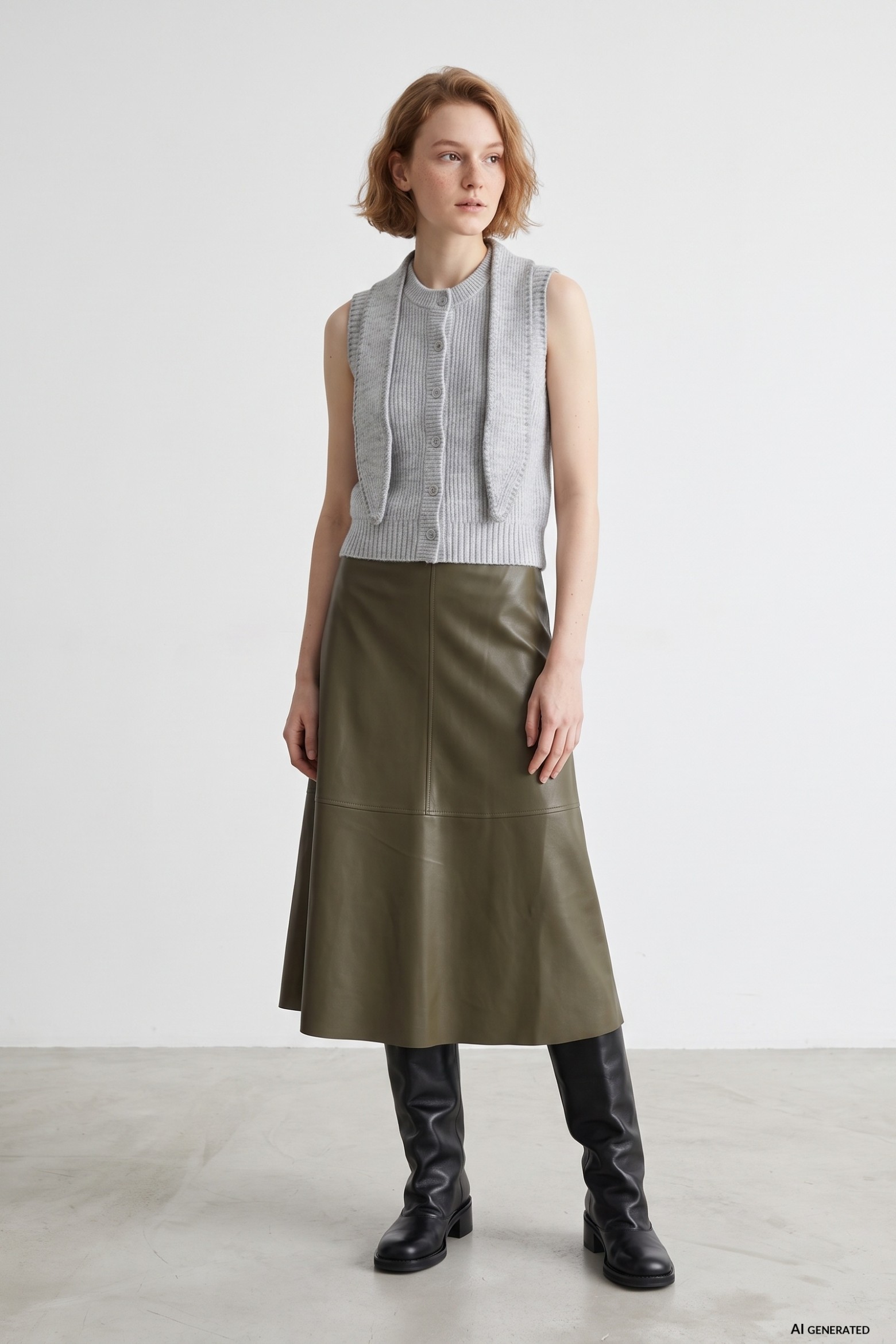 Olive Green Midi Skirt