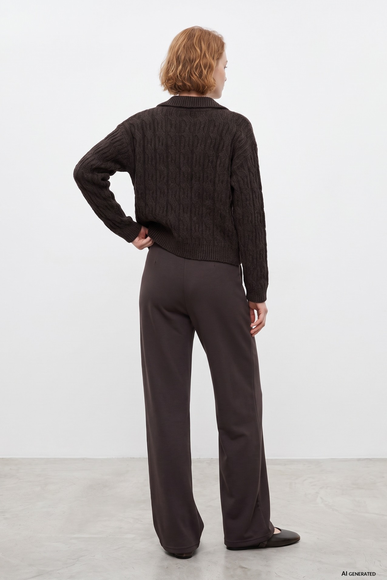 Dark Brown Wide-Leg Trousers